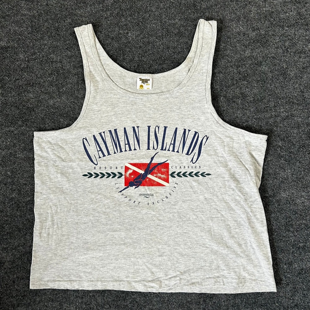 Tennessee River Tank Top Mens Size XXL Gray Cayman Islands Scuba Graphic